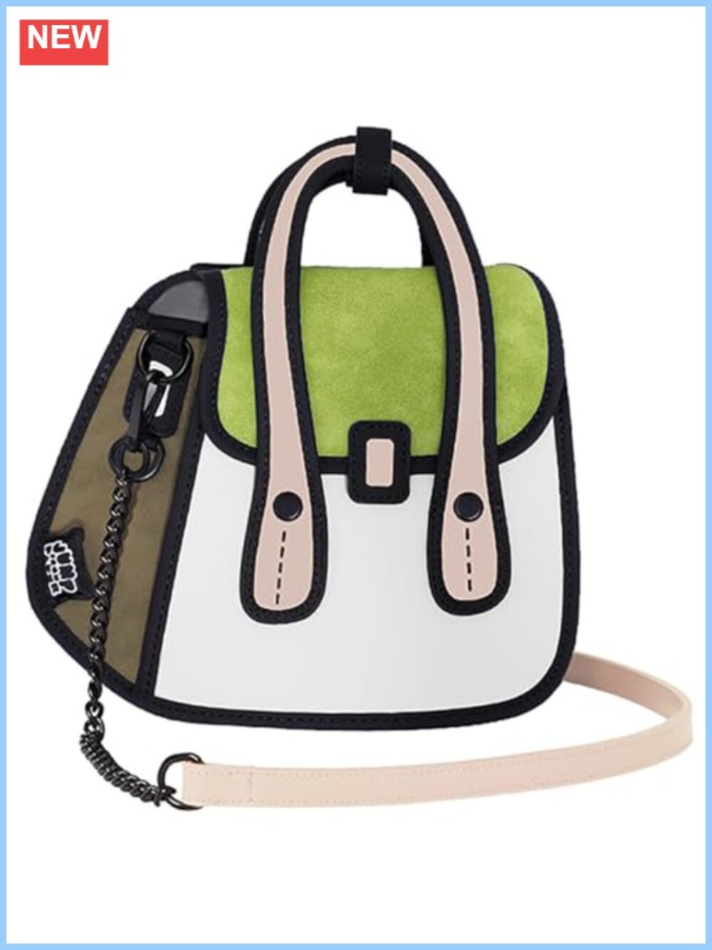 2D Cartoon Crossbody Bag Polyester Split Leather Messenger Bag